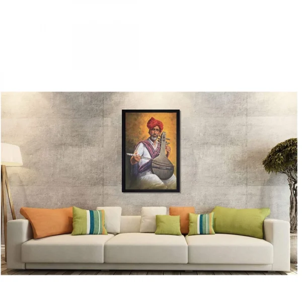 Generic Rajasthani Village Modern Art Painting with Synthetic Photo Frame (Multicolor) - Image 2