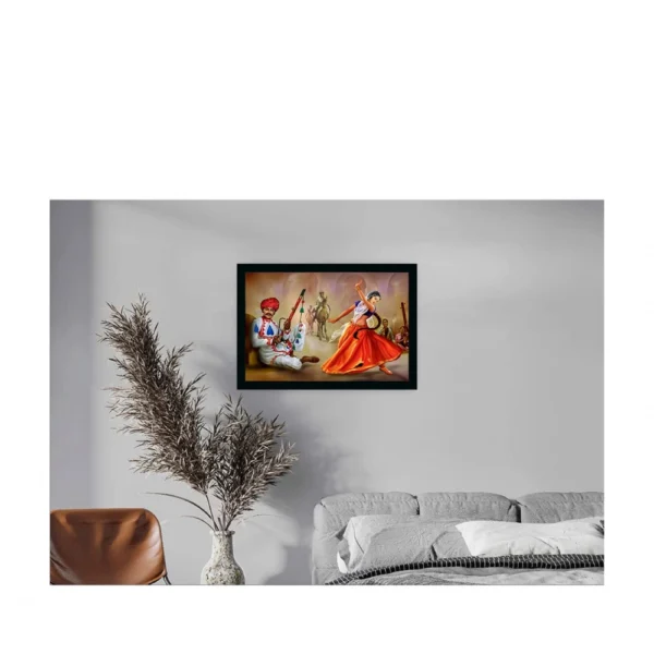 Generic Rajasthani Village Modern Art Painting with Synthetic Photo Frame (Multicolor) - Image 2