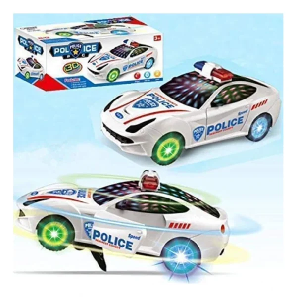 Generic Plastic  Fun Flashing Lights In The Wheels And Realistic Sounds With Sirens Police Car Toy For Kids (White) - Image 6