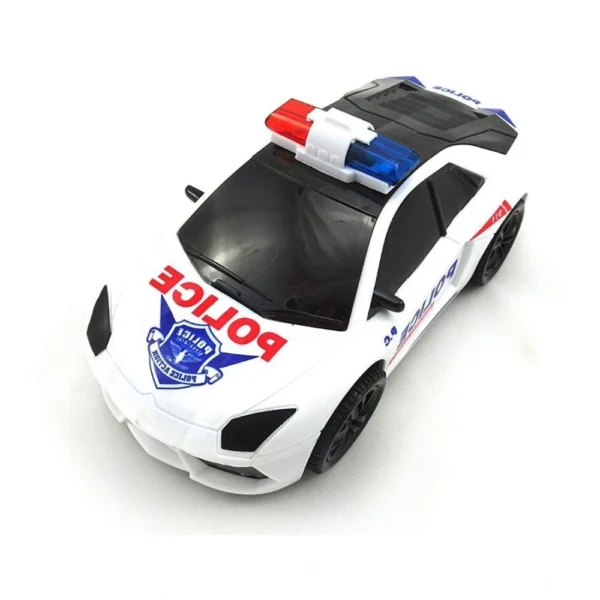 Generic Plastic  Fun Flashing Lights In The Wheels And Realistic Sounds With Sirens Police Car Toy For Kids (White) - Image 4