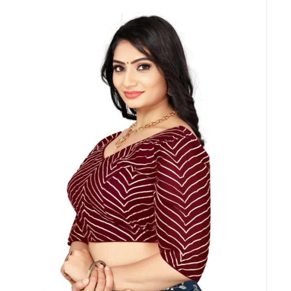 Generic Women's Georgette Embroidery Readymade Blouse (Maroon, Size: Free Size) - Image 3