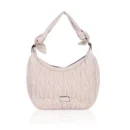 Generic Women's Faux Leather Textured Handbag (Beige White)