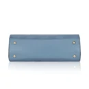 Generic Women's Faux Leather Textured Adjustable Long Belt Handbag (Blue)