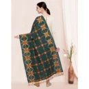 Generic Women's Cotton Embroidered Dupatta (Green, Length: 0.5 to 1 Mtr)