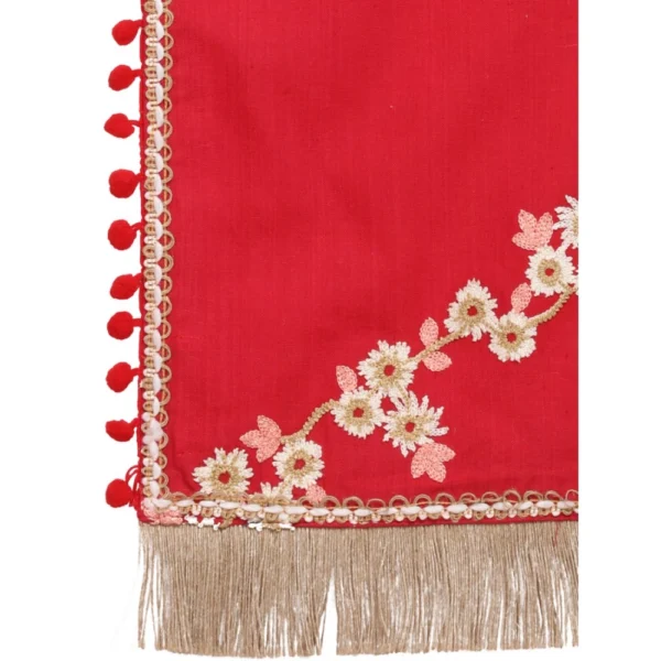 Generic Women's Cotton Embroidered Dupatta (Red, Length: 0.5 to 1 Mtr) - Image 3