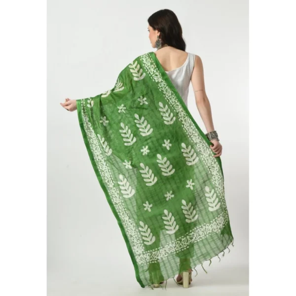 Generic Women's Cotton Printed Dupatta (Green, Length: Free Size) - Image 4