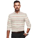 Generic Men's Cotton Blended Printed Full Sleeve Shirt (White-Red)