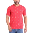 Generic Men's Casual Cotton Printed Round Neck Half Sleeve T-Shirt (Red)