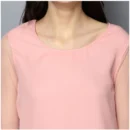 Generic Women's Polyester Solid Tier Sleeve Top (Pink)