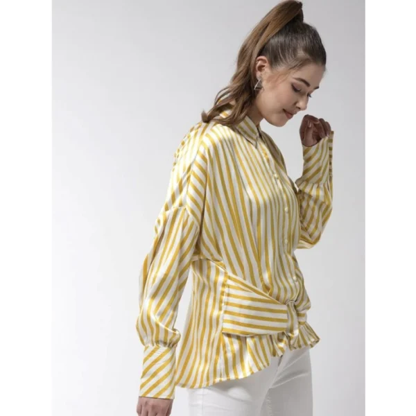 Generic Women's Polyester Striped Long Sleeves Top (Yellow) - Image 3