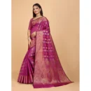 Generic Women's Organza Woven Saree With Unstitched Blouse (Pink, 5.5Mtrs)