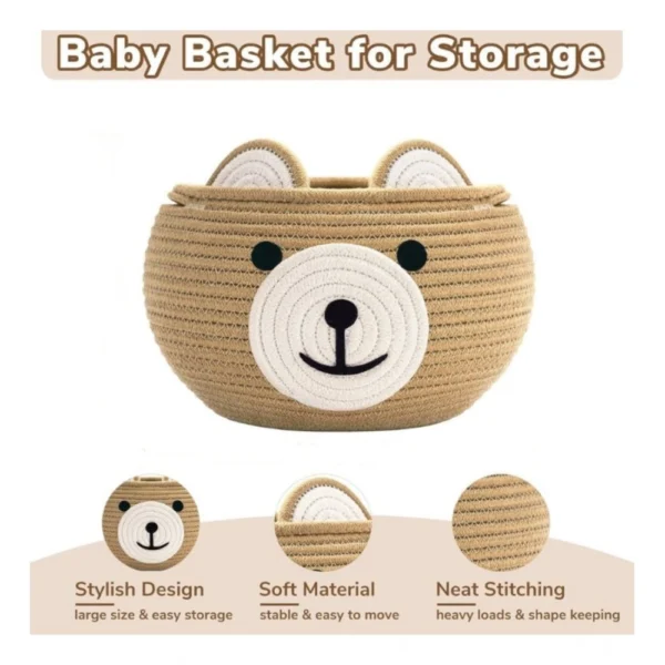 Generic Cotton Bear Shaped Storage Baskets Pack of 1 (Beige) - Image 4