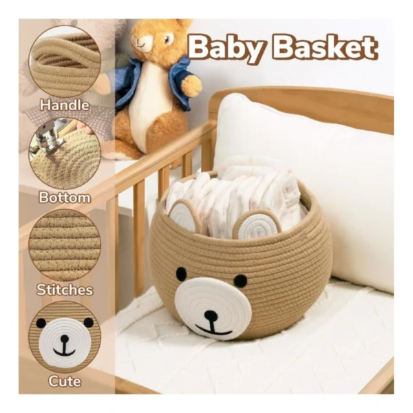 Generic Cotton Bear Shaped Storage Baskets Pack of 1 (Beige) - Image 2