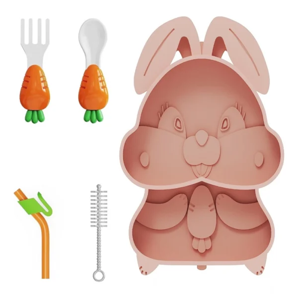 Generic Silicon Bunny Children Plate Tableware (Multicolor)