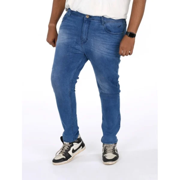 Generic Men's Cotton Blended Solid Plus Size Jeans (Blue)