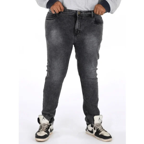 Generic Men's Cotton Blended Solid Plus Size Jeans (Grey)