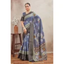 Generic Women's Crepe Silk Printed Saree With Unstitched Blouse 5.5Mtr (Grey)