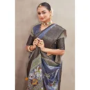 Generic Women's Crepe Silk Printed Saree With Unstitched Blouse 5.5Mtr (Grey)