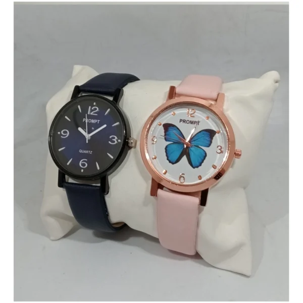 Generic Women's Casual Leather New Stylish Watch Pack Of-2 (Assorted)