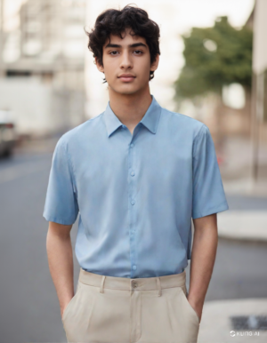 Half hand shirt light blue