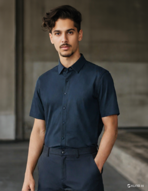 navy blue half hand shirt